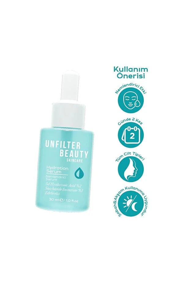 Unfilter Beauty, Sérum Hydratant 30 ml 2 % Acide Hyaluronique 5 d, 1 % Isomérat de Saccharide, Edelweiss
