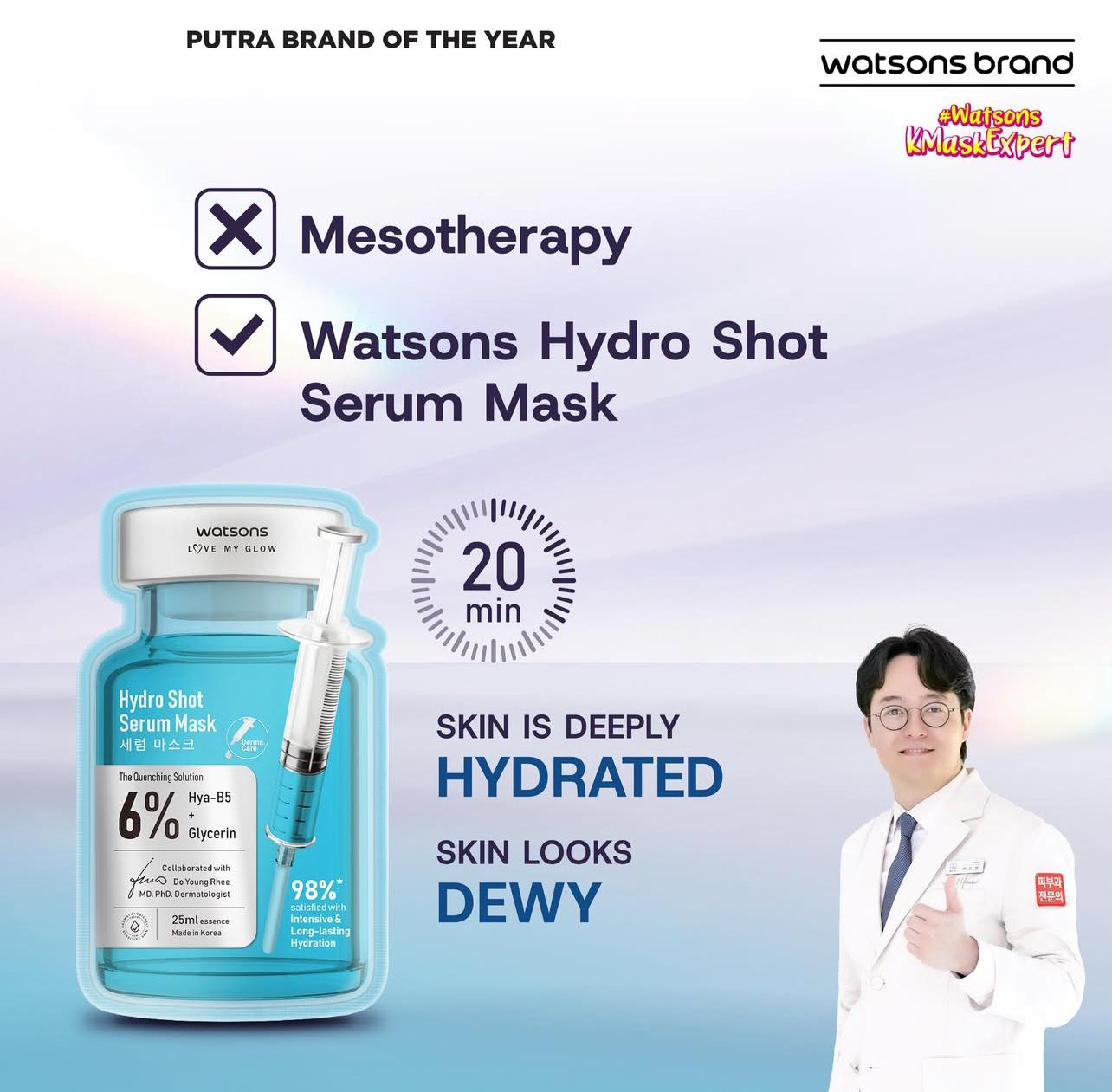 Watsons Hydro Shot Serum Mask – Masque Sérum Hydratant (25 ml)