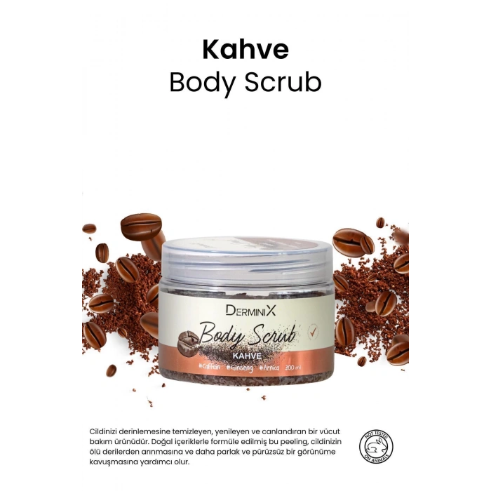 Derminix, Gommage corporel exfoliant pour le corps du café Derminix, purifiant et hydratant